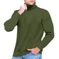 thumbnail image 3 of Men's Solid Color Turtleneck Sweater Textured Knit Pullover for Casual Fashion and Winter Warmth, Ideal for Office Wear and Christmas Holiday Gifts,Army Green,2XL, 3 of 5