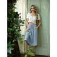 thumbnail image 6 of JWD Women's Skirts Flowy Maxi Skirt Summer Long Midi Length Casual Skirt Elegant Cool Dress with Pockets Haze blue L, 6 of 10
