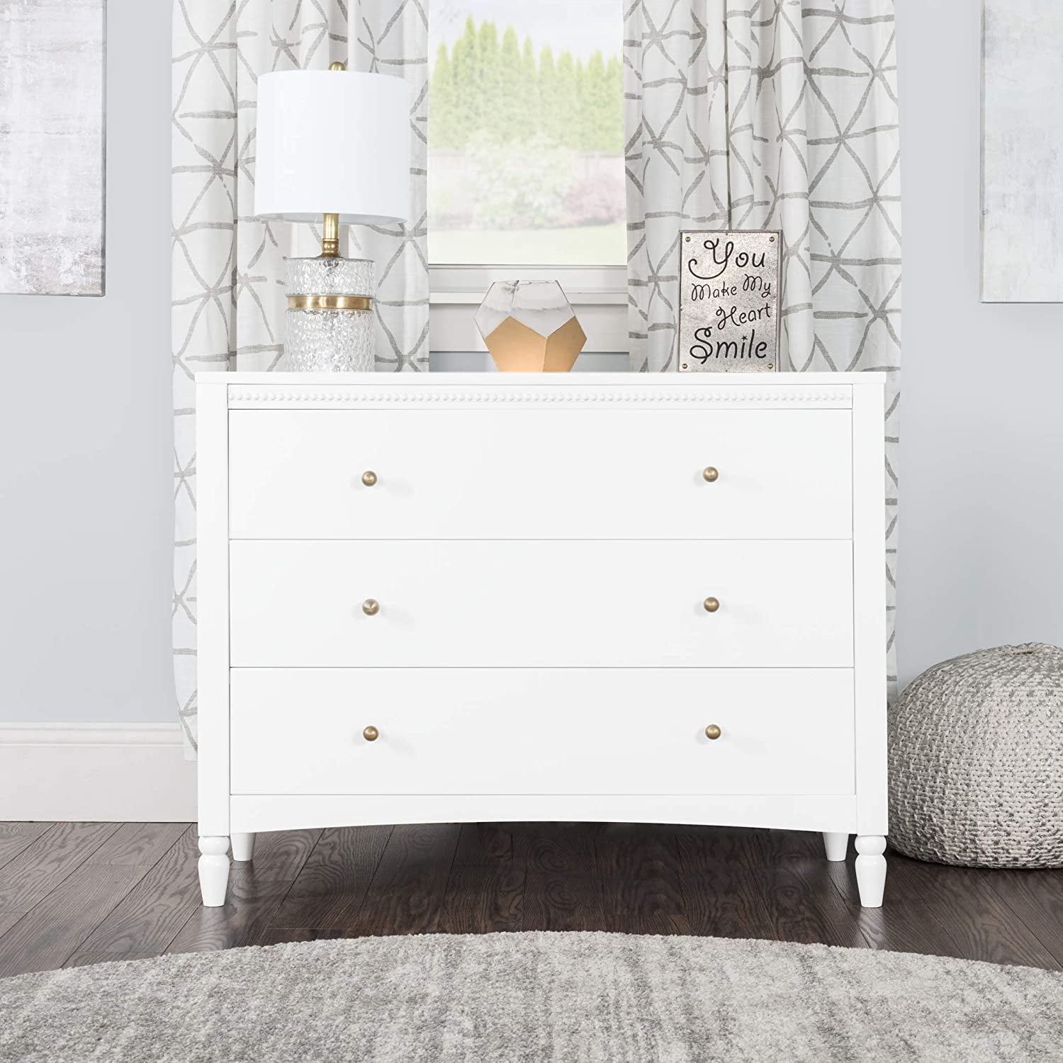 Stella 3-Drawer Dresser, Matte White