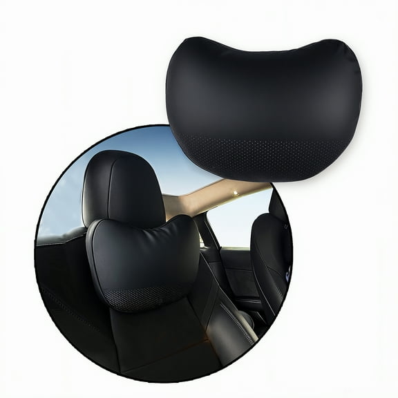 CoolKo Car Headrest Neck Pillow Support Memory Foam Ergonomic Design Accessory for Driving Seat Fatigue Relief Compatible with Tesla Model S X 3 Y & Cybertruck - 1 Piece