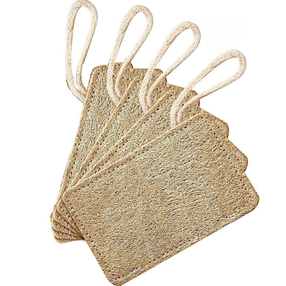 Bueautybox 4Pcs Natural Kitchen Loofah Dishwashing Sponges EcoFriendly