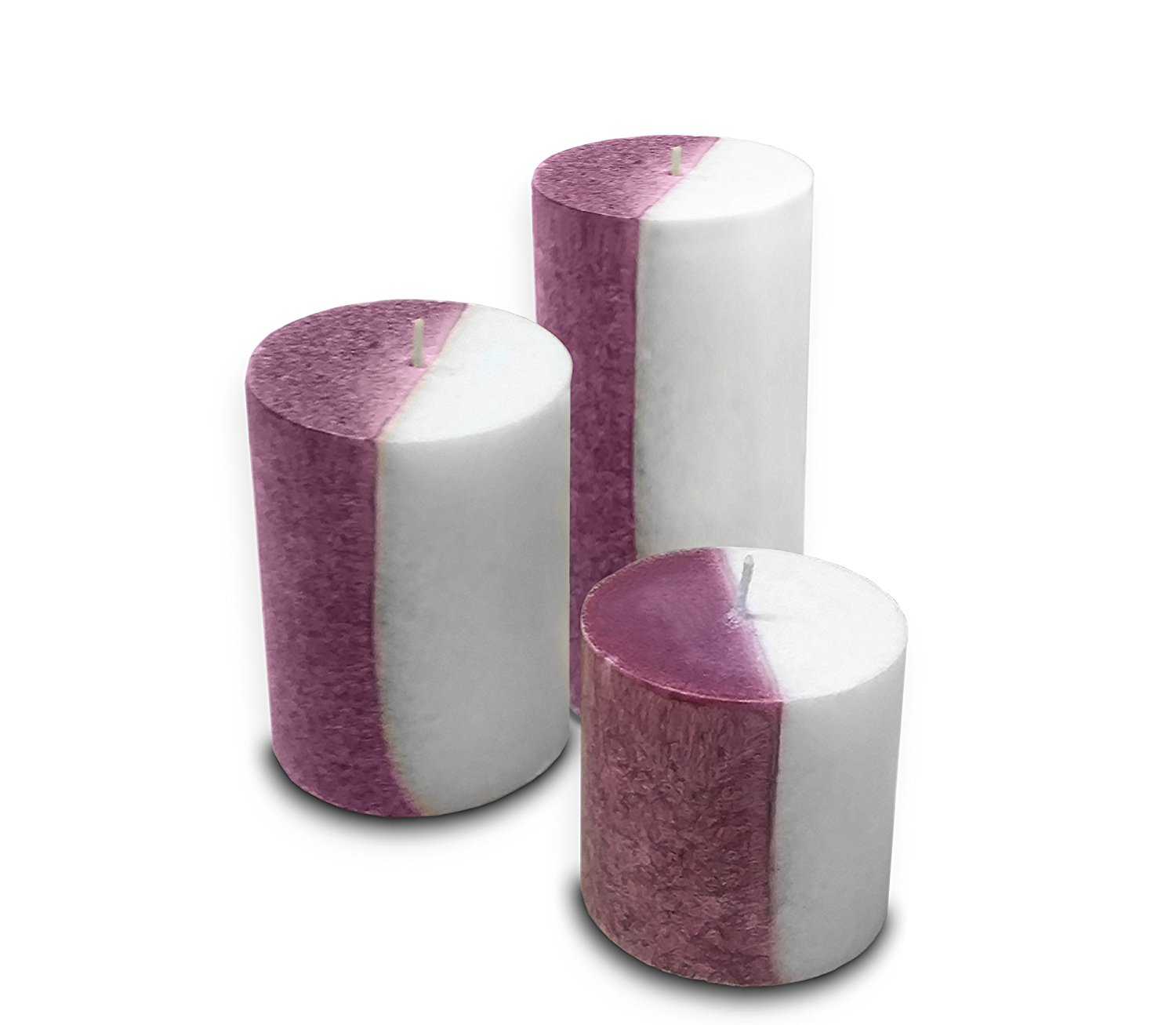 Scented Two Tone Pillar Candle Set of 3 Includes 3 inch, 4 inch & 6