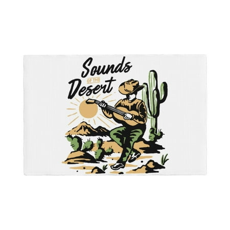 

Placemats Set of 4 Cowboy Playing Guitar Heat Resistant Non - Slip Place mats Waterproof table mat for Kitchen Dining-4片装