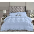 thumbnail image 2 of D.N.G. BEDDINGS Luxurious 1 Piece Pom Pom Pinch Pleated Comforter, 800 Thread Count, 100% Egyptian Cotton, White Vintage Pom-Pom Fringe (Full/Queen Size Solid Light Blue Color), 2 of 5
