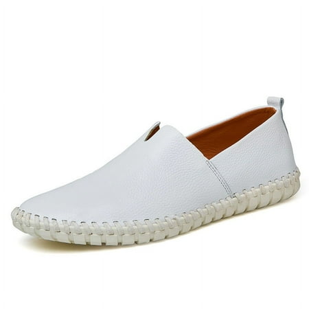 Mens Loafers Slip on Shoes Casual Comfort Soft Moccasin Daily Flats Driving Walking Shoes Lightweight-White