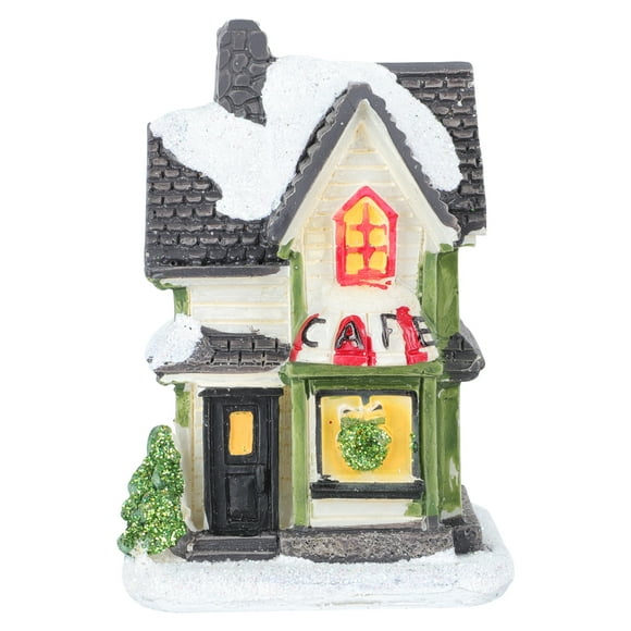 1Pc Mini Christmas House Shaped Decor Desktop Ornament Chic Festival Gift