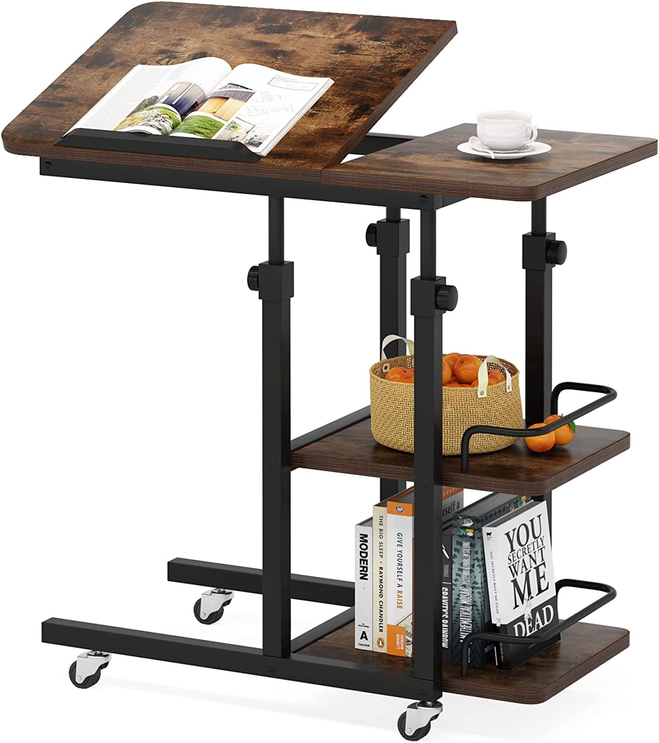 Tribesigns Height Adjustable Side Table with Tiltable Drawing Board