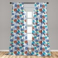 thumbnail image 5 of Ambesonne Floral Curtains, Hibiscuses on Plain Back Art, Pair of 28"x84", Sky Blue and Pale Redwood, 5 of 5