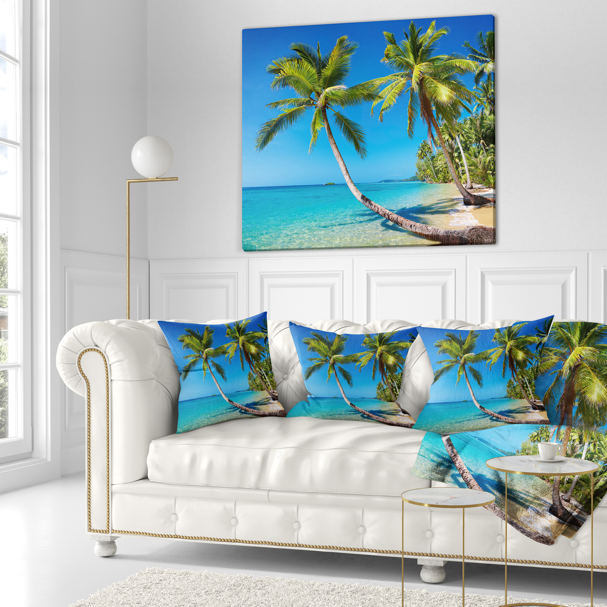 Designart Tropical Beach Thailand - Landscape Photo Throw Pillow - 18x18
