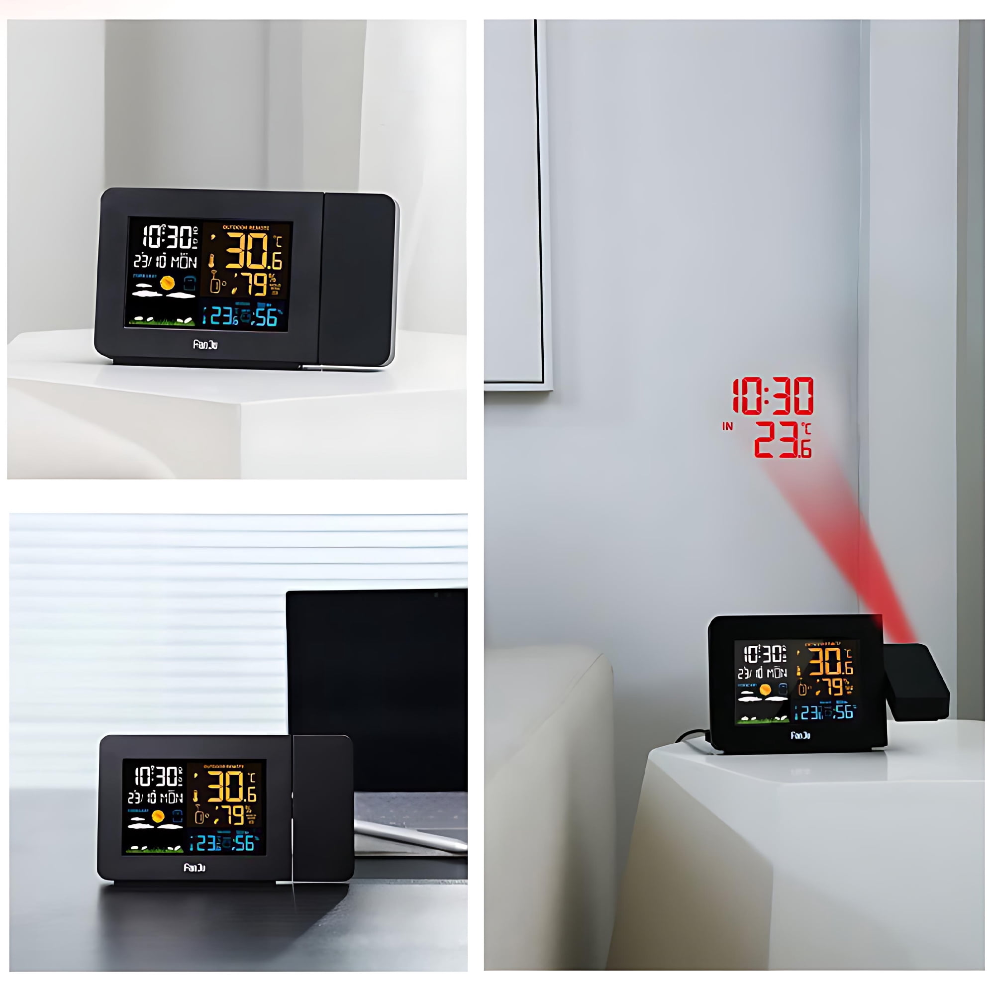 INSMART Weather Station for Home with 2 Outdoor Sensors, Wireless Indoor Outdoor Thermometer, Color Display Temperature Humidity Monitor, Weather Forecast, Alarm Clock, Projection & Backlight