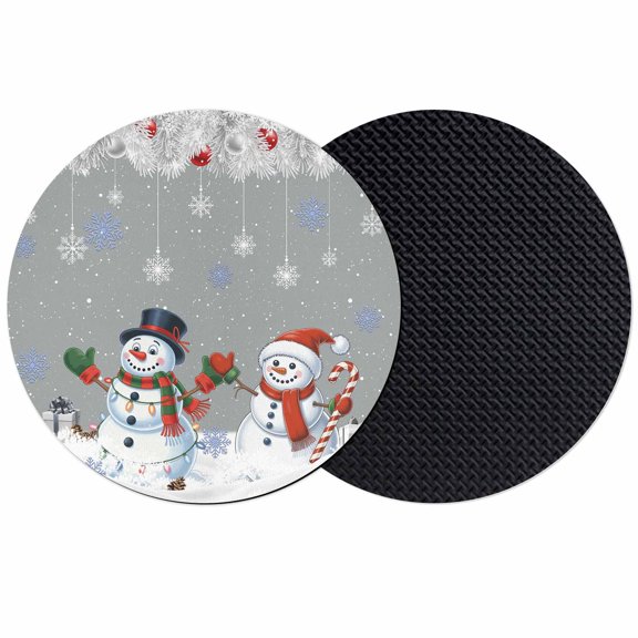 Grey Snowman Christmas Coasters Set of 2, Absorbent Coasters for Drinks, Xmas Snowflake Winter Ball Coaster for Desk Coffee Table Protection, Home Decor House Warming Gifts 4"