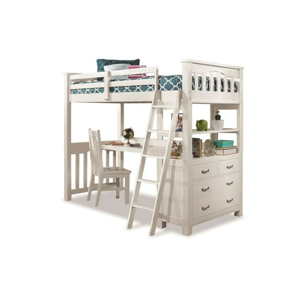 Highlands Twin Loft Bed With Desk And, Colefax Avenue Gray Twin Loft Bed With Desk And Bookcase Instructions