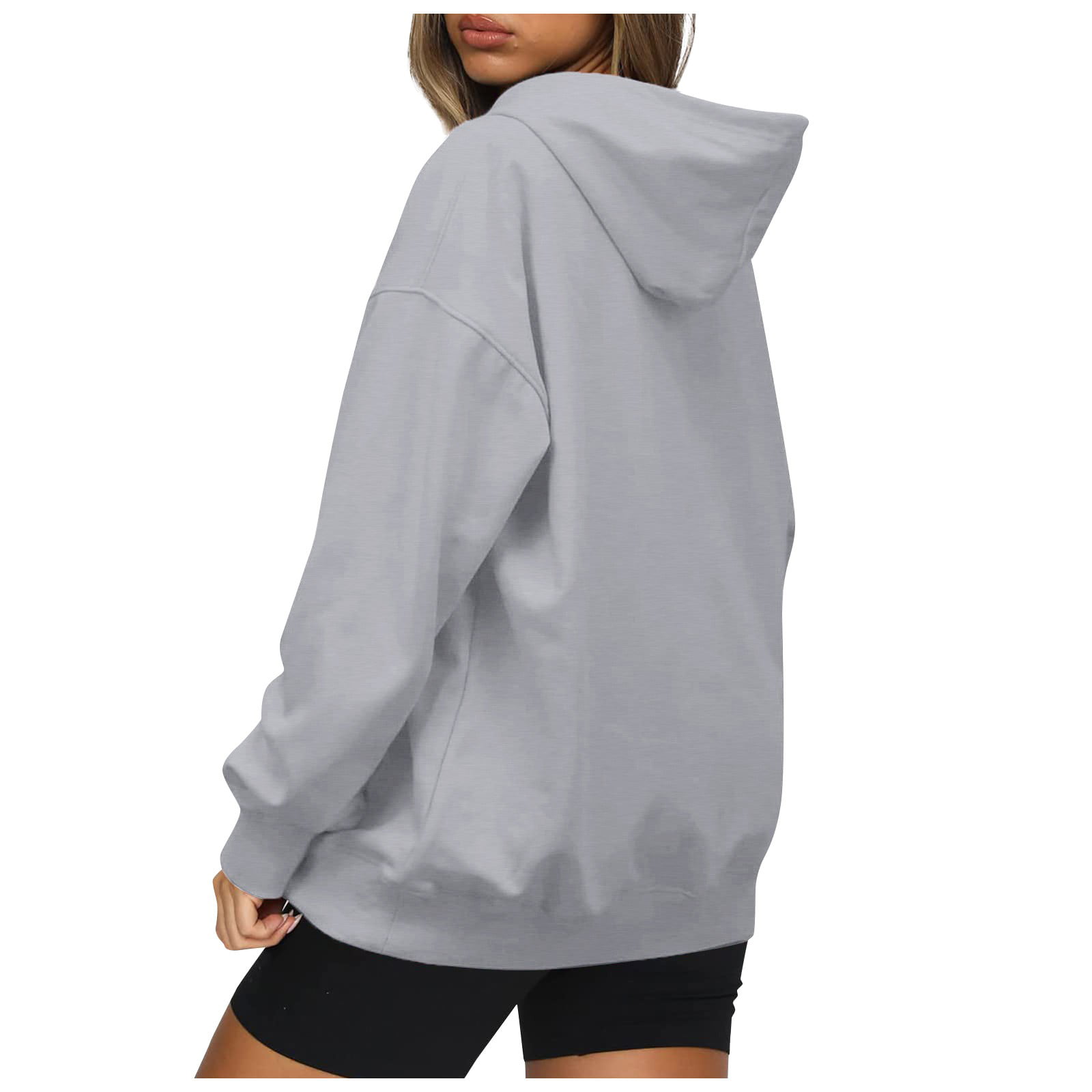  SHAOBGE Lightweight Sweatshirts Women Women's Drawstring  Pullover Hoodies Button Sweatshirts Down With Pocket Long (Grey, S) :  Clothing, Shoes & Jewelry