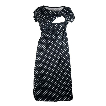 

Honeeladyy Sales Online Ladies Multifunctional Maternity Wear Nursing Clothes Polka Dots Round Neck Short Sleeve Dress