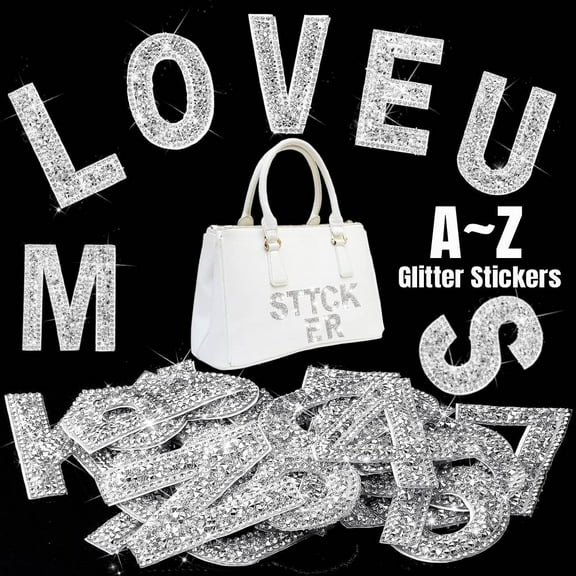 Glitter Resin Rhinestone Alphabet Letter Stickers Crystal Iron on Letter