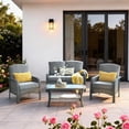thumbnail image 3 of Vcatnet 4 Pieces Patio Outdoor Furniture, Wicker Rattan Outdoor Conversation Set, High Back Sectional Sofa with Loveseat Chair and Coffee Table, Dark Gray, 3 of 12