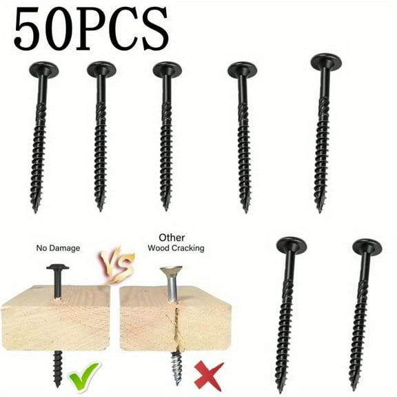 6 Inch Heavy-Duty Outdoor Deck Screws, 50Pcs Star Drive Decking Wood Screws, Rust Resistant Timber Screws for Timber/Log/Landscaping Wood (#14 x 6 Black)