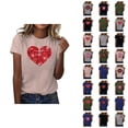 thumbnail image 1 of T-shirt Femme Saint-Valentin 2026 Mode Manches Courtes Col Rond Cœur Graphique, 1 of 4