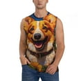 thumbnail image 2 of Lsque Artistic Sunflower Corgi Print Men's Cotton Blend Sleeveless Muscle Shirts (S-3XL)- Moisture Wicking, Odor Protection, UPF 30+,X-Large, 2 of 8