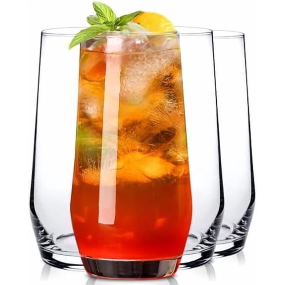 Highball Glasses Set of 4,Tall Drinking Glasses 18oz,Clear Cocktail Glass Cup Water Glasses Mojito Glassware for Juice,Beverage,Restaurant$$Home Decor, Kitchen, & Other