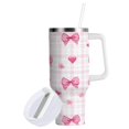 thumbnail image 2 of 40 oz Tumbler With Handle Stainless Steel Insulated Tumbler With Lid for Car Cup Holder Pink Butterfly Knot and Flowers, 2 of 9