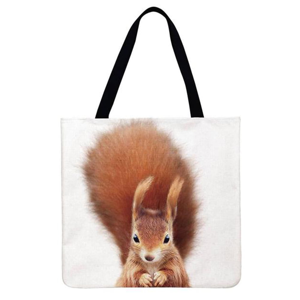 Natural Cotton Shoulder Bag / Shopper/ Tote Squirrel Design Cream 