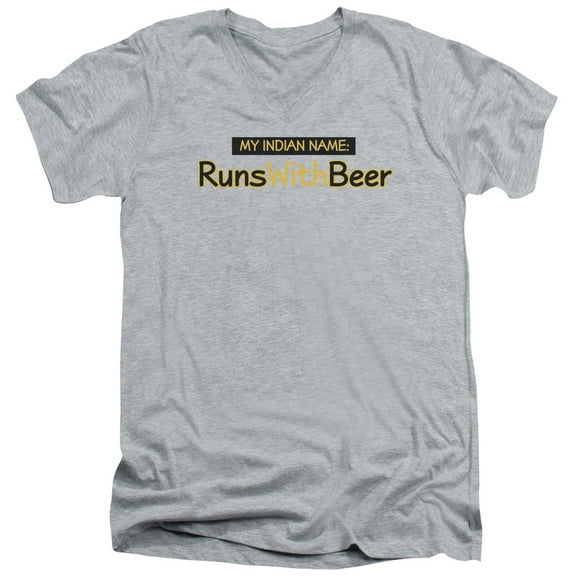 - Runs With Beer - Slim Fit V Neck Shirt - Medium