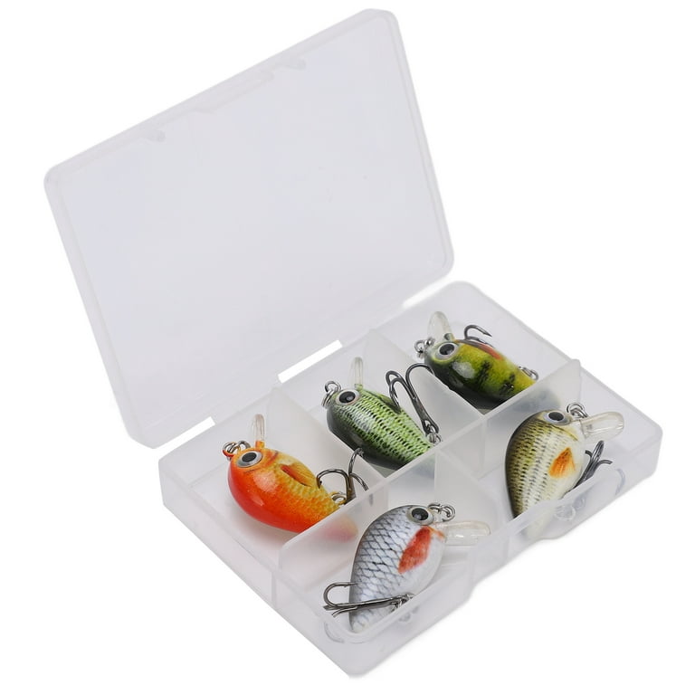 5 Pcs Mini Fishing Lures Crankbait Realistic Fishing Hard Baits Kit with  Box for Sea Water and Fresh WaterType 3
