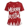 thumbnail image 4 of BDPORKAS Christmas Scrubs for Women Nurse Scrub Tops Cute Santa Snowman Merry Christmas Print Stretch Working Uniform Workwear Shirt, 4 of 5