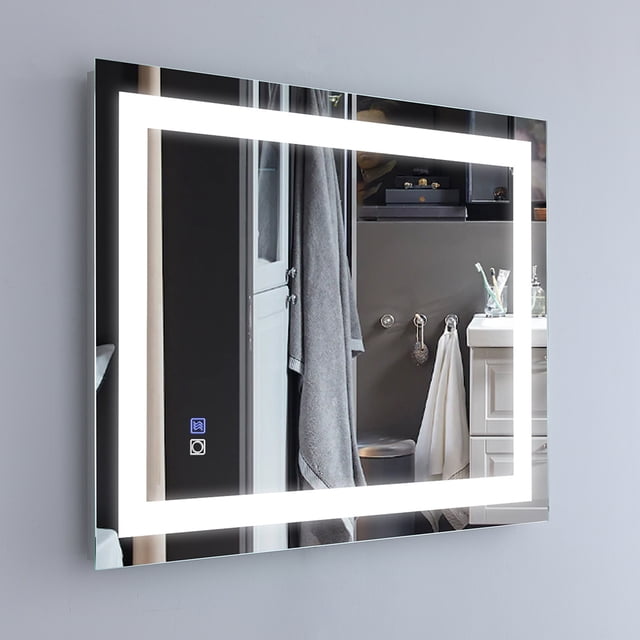 Topcobe 28 x 36 Inch Wall Mounted LED Vanity Mirror with Anti Fog, Adjustable Lighted Makeup Mirrors for Bathroom, Horizontal / Vertical