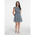thumbnail image 3 of Time and Tru Women's Cinched Waist Mini Dress with Flutter Sleeves, Sizes XS-XXXL, 3 of 6