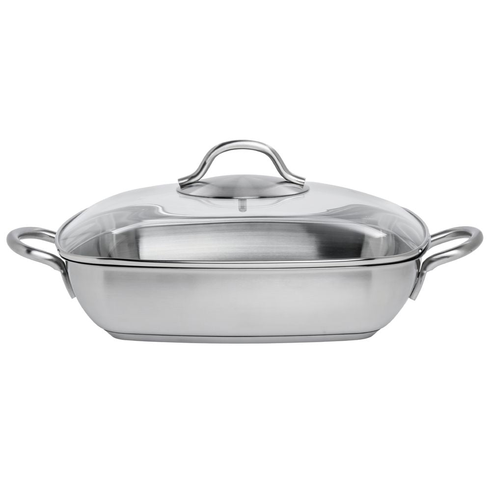 Hubert Casserole Pan with Glass Lid SinglePly Square Satin Stainless
