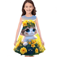 thumbnail image 2 of Robe Sans Manches pour Fille à Imprimé Floral, Été, Décontractée, Ligne A, Robe d'Été 4-12 Ans - SinKeeU, 2 of 4