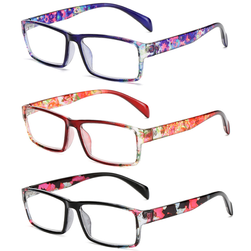 3 Pairs Womens Reading Glasses Rectangular Fashion Floral Vintage
