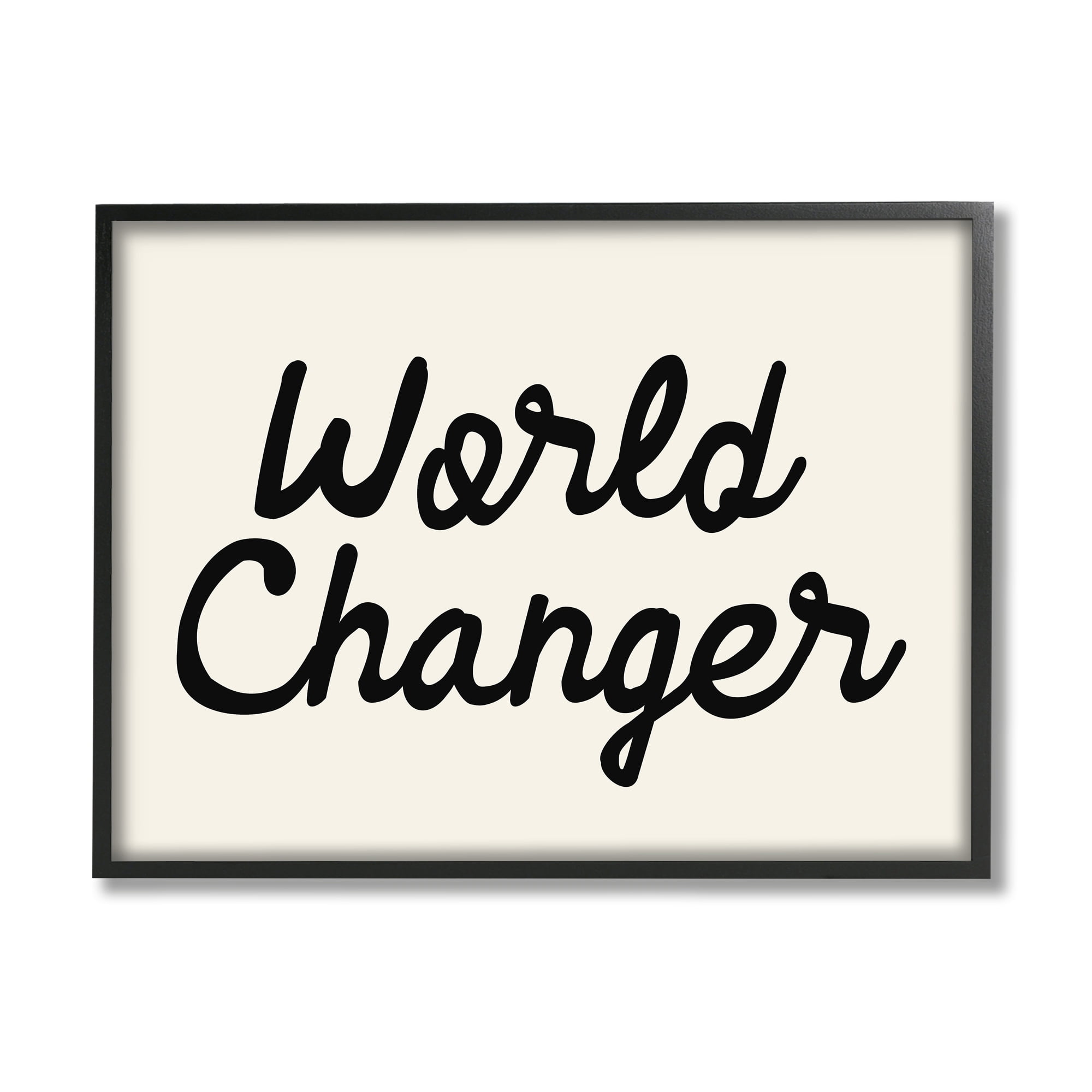 Stupell Industries World Changer Casual Cursive Calligraphy Words Sign Graphic Art Gray Framed Art Print Wall Art, Design by Daphne Polselli