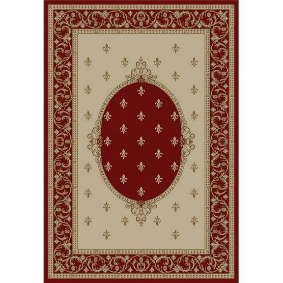 Concord Global Trading Concord Global Jewel Francis Area Rug Red/Ivory 5'3" x 7'3" 5' x 8' Rectangle