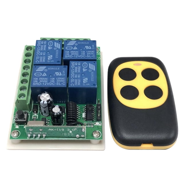 1 PC DC12V Interruptor De Inalámbrico De 4 Canales Con Control Remoto De 4 Botones 433MHz Sunnimix Módulo de interruptor de control de relé
