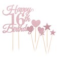 thumbnail image 5 of LOLIPPYY 1 Set 16th Birthday Cake Toppers with Glitter Heart and Star Picks for Anniversary, Party, and Celebration Decor, 5 of 7