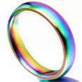 thumbnail image 3 of 2/4/6/8mm Mystic Rainbow Band Men Women's Titanium Steel Engagement Ring Sz 5-13, 3 of 6