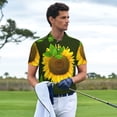 thumbnail image 3 of Susaid Sunflower Print Men's Short Sleeve Polo Shirt, Golf Shirts for Men, Business Casual Polos-X-Large, 3 of 6