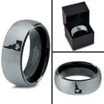 thumbnail image 4 of Tungsten Idaho The Gem State Heart Band Ring 8mm Men Women Comfort Fit Black Dome Brushed Gray Polished, 4 of 4