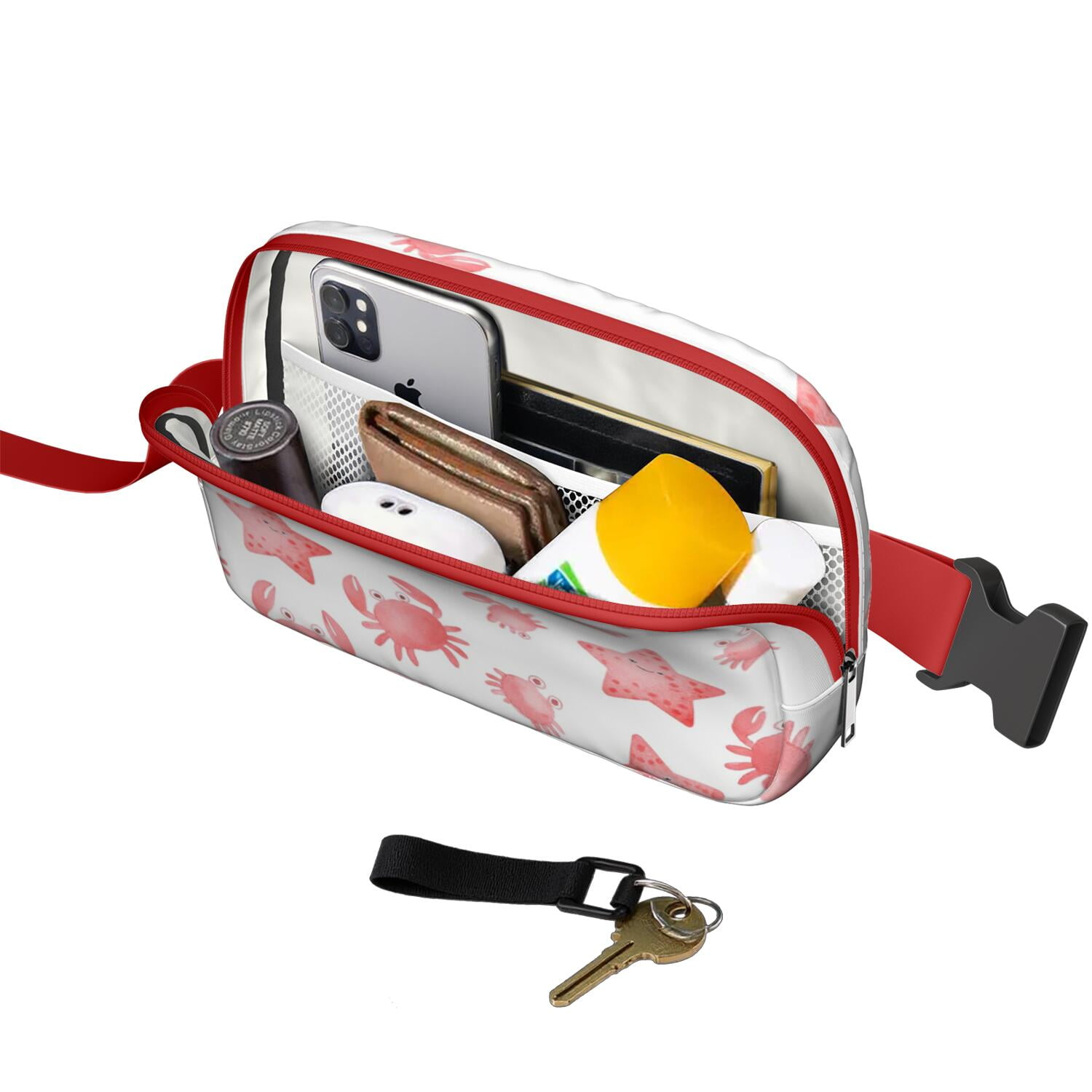 Fanny Packs for Women Fashion Waist Packs Bag with Adjustable Strap Marine Adorable Crab HandsFree Running Belt for Jogging for Outdoor Sports