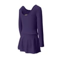 thumbnail image 4 of BFHHYA Girls Ballet Leotards Long Sleeve Round Neck Ballet Dress Casual Solid Color Chiffon Skirt Leotard for Girls 3-15 Years, 4 of 6