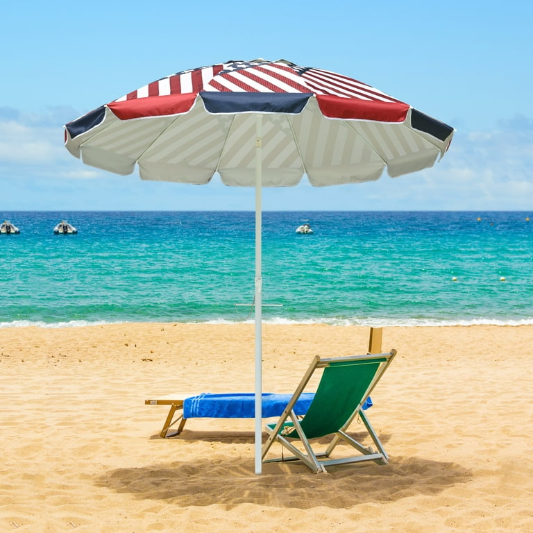 LAGarden 7 Ft Outdoor Beach Umbrella US Flag UV Protection Sunshade Tilt  Sand Anchor Pool Backyard Camping Trip Parasol - Walmart.com