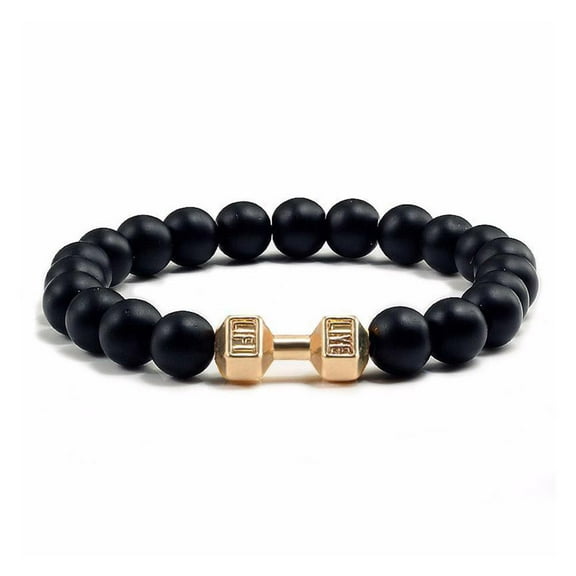 Natural Black Volcanic Lava Stone Dumbbell Bracelet black Matte Beads Bracelets√ O8G0