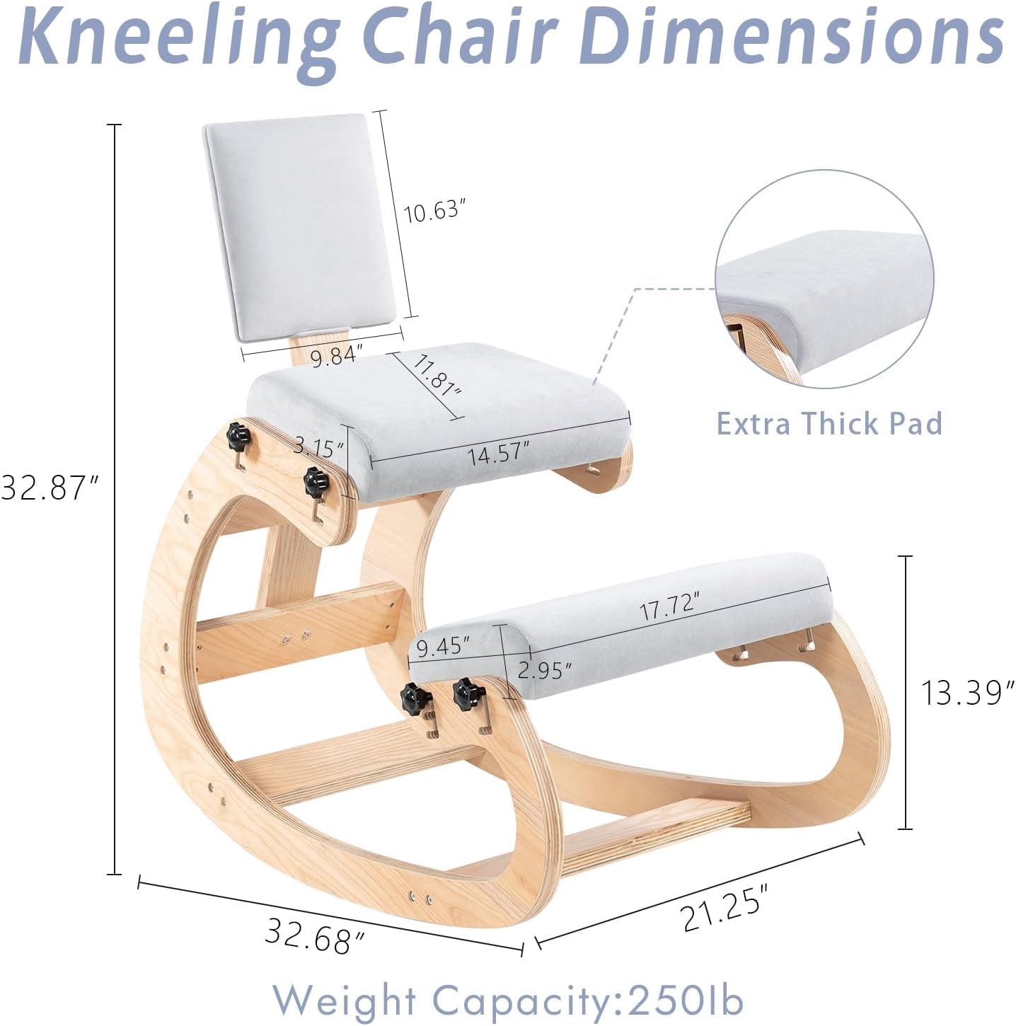 ANHDAH Ergonomic Kneeling Chair with Back Support Back Pain Relief for Oome, Office, Meditation, Study, and Cross-Legged Seating Gray