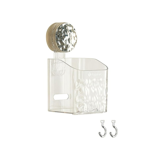 Estante con ventosa, cesta de almacenamiento, multifuncional, estante de almacenamiento con ventosa, estante de especias de cocina para baño S con 2 ganchos