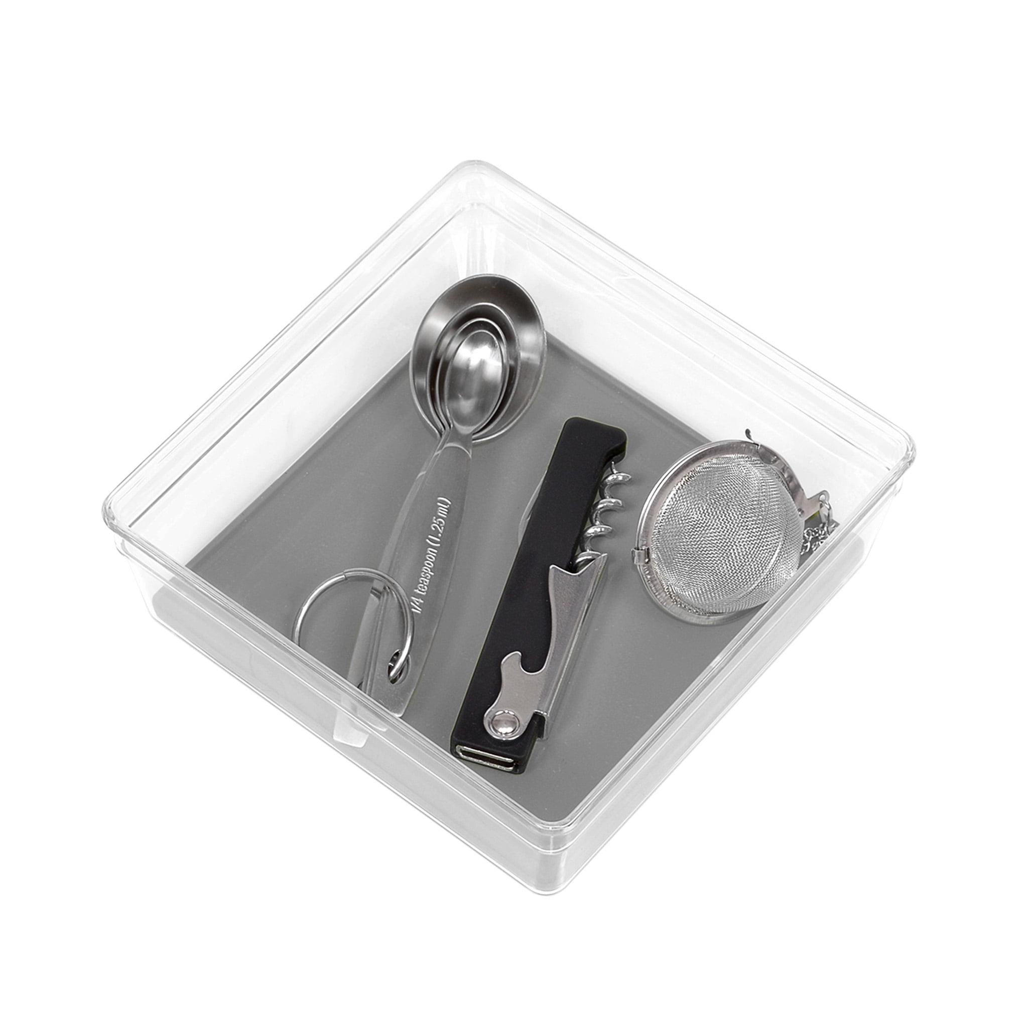 Smart Design Plastic Drawer Organizer - 6 x 6 inch - Gray