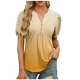 thumbnail image 3 of Women's Summer V Neck Short Sleeve Tops Shirts Blouses Casual Print Loose Fit Solid Color Soft for Casual Daily Wear Business Office Vacation Fashion Essential Gift for Women, 3 of 9
