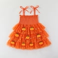 thumbnail image 6 of mgoYE Toddler Girls Halloween Tulle Dress Ruffle Sleeve Pumpkin Embroidery Princess Tutu Dresses Casual Kids Outfits Clothes(Orange,2-3 Years), 6 of 8